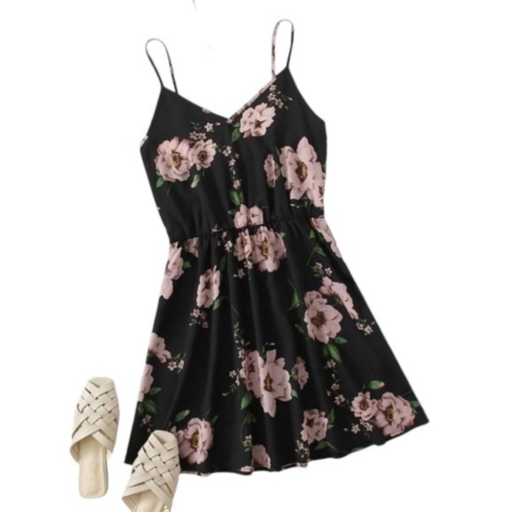 SHEIN Rose Floral Print Cami Mini Dress 💕